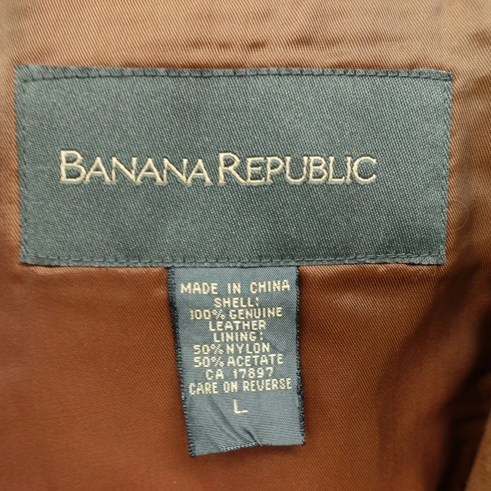 Vintage Suede Leather Sport Coat BANANA REPUBLIC Mens Large Brown Chore Safari